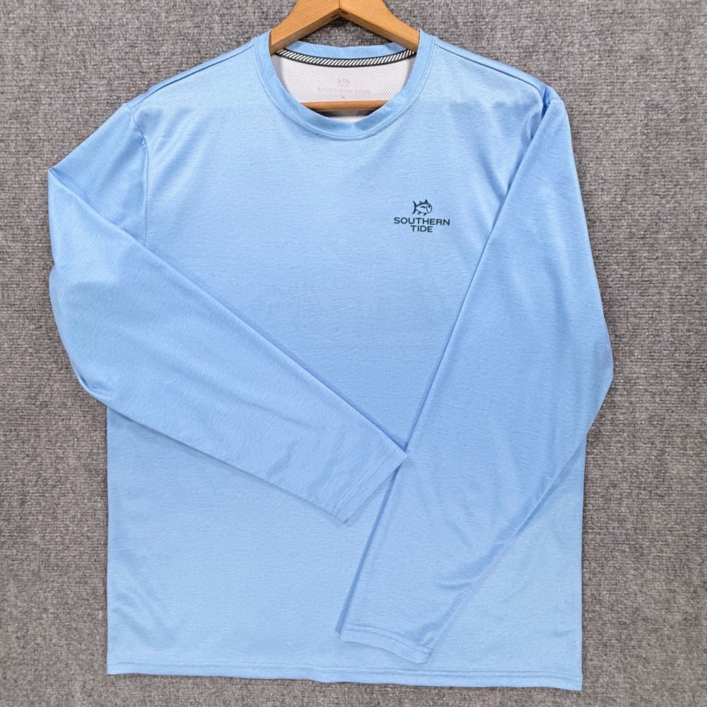 Southern Tide Paddleboard Stack T-Shirt Men's Large Blue Long Sleeve Performance